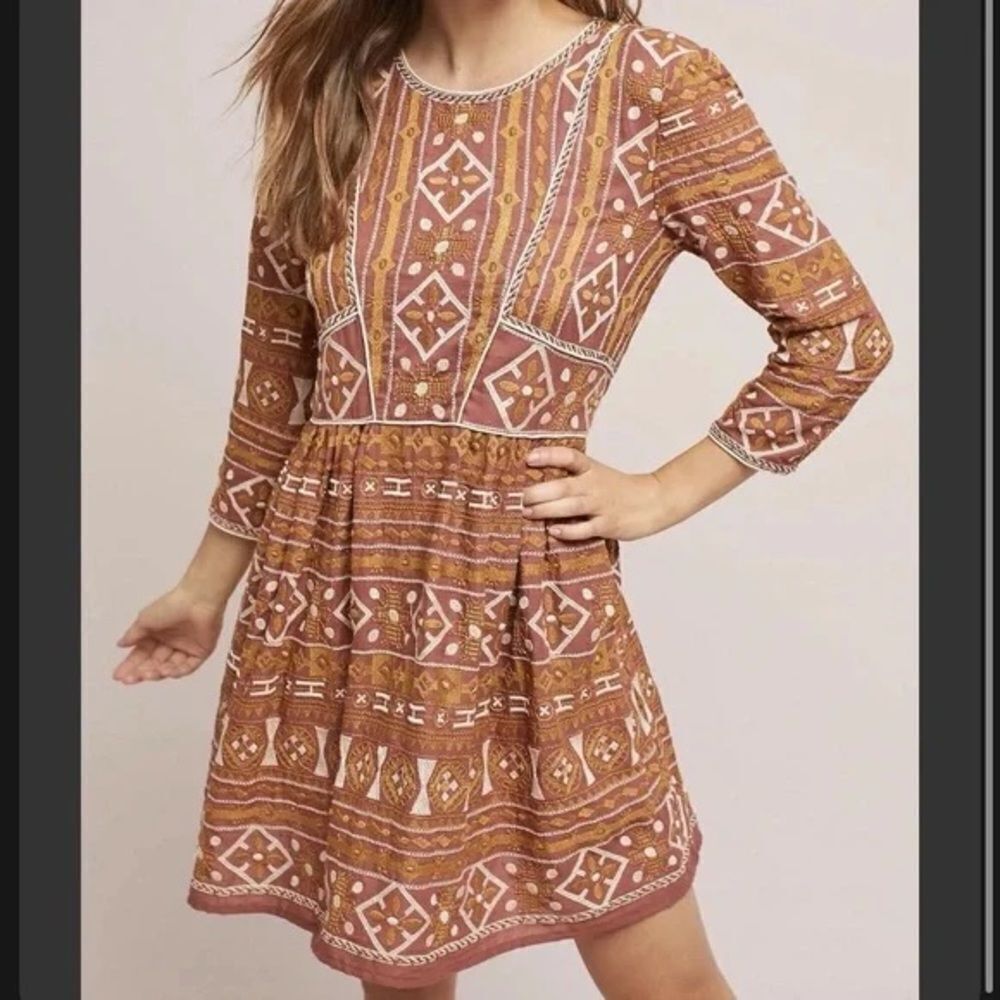 Anthropologie Embroidered Dress